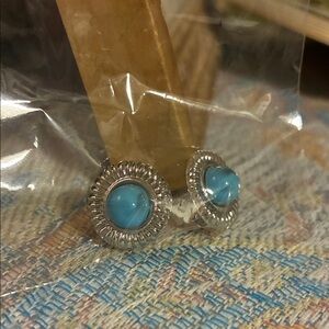 Vintage Silver and Turquoise Stud Earrings